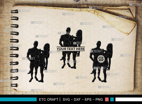 Fitness Couple Monogram, Fitness Couple Silhouette, Fitness Couple SVG, Fitness Svg, Couple Svg, Exercising Svg, SB00361 SVG ETC Craft 