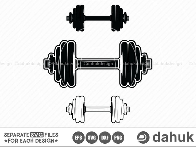 Fitness Dumbbell | Gym Equipment Weights |Barbell Dumbbell Bodybuilder Equipment | cuttable design svg png dxf & eps designs SVG dahukdesign 