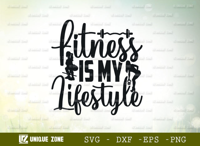 Fitness Is My Lifestyle SVG Cut File, Fitness Humor Svg, Gym Svg, Wine Svg, Workout Motivation Svg, Dumbbell Svg, Gym Quote, SVG Unique Zone 
