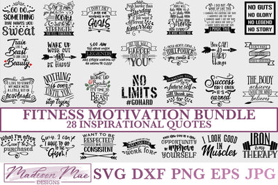 Fitness Motivation SVG Bundle - 28 Inspirational Quotes SVG Madison Mae Designs 
