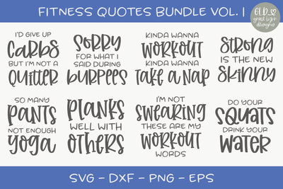 Fitness Quotes Bundle Vol. 1 - 8 Designs SVG Grace Lynn Designs 