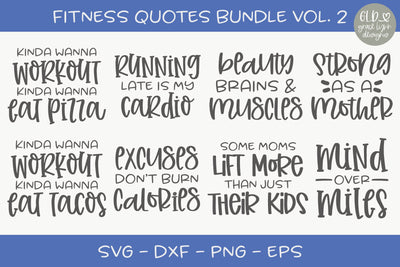 Fitness Quotes Bundle Vol. 2 - 8 Designs SVG Grace Lynn Designs 