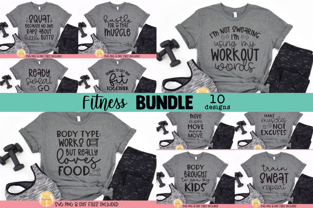 Fitness SVG Bundle | 10 Workout Designs SVG Cheese Toast Digitals 