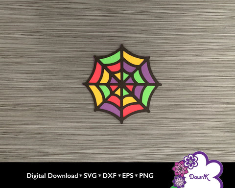 Five-Layer Stained Glass Spider Web | SVG Perfect for Halloween Decor SVG DawnKDesigns 