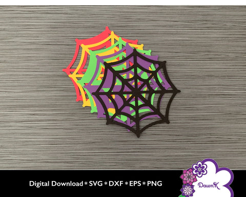 Five-Layer Stained Glass Spider Web | SVG Perfect for Halloween Decor SVG DawnKDesigns 