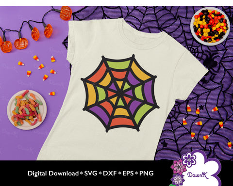 Five-Layer Stained Glass Spider Web | SVG Perfect for Halloween Decor SVG DawnKDesigns 