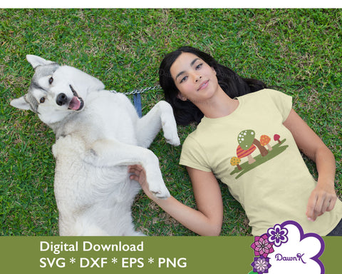 Five Mushrooms with Grass SVG - digital mushroom svg, printable mushroom SVG DawnKDesigns 