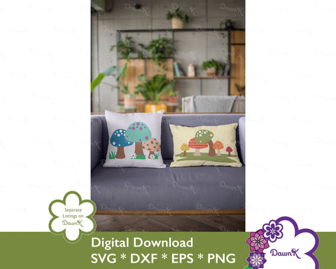 Five Mushrooms with Grass SVG - digital mushroom svg, printable mushroom SVG DawnKDesigns 