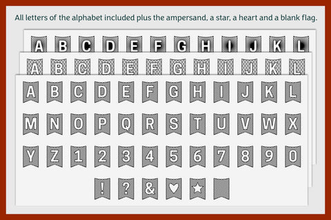 Flag banner svg MINI BUNTING ALPHABET | single line foil sketch draw laser score file Sketch DESIGN CleanCutCreative 