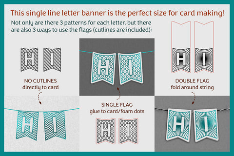 Flag banner svg MINI BUNTING ALPHABET | single line foil sketch draw laser score file Sketch DESIGN CleanCutCreative 