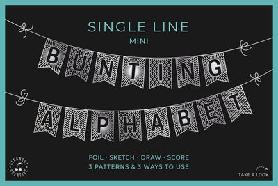 Flag banner svg MINI BUNTING ALPHABET | single line foil sketch draw laser score file Sketch DESIGN CleanCutCreative 
