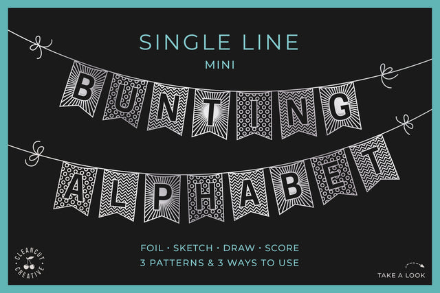 Flag banner svg MINI BUNTING ALPHABET | single line foil sketch draw laser score file Sketch DESIGN CleanCutCreative 