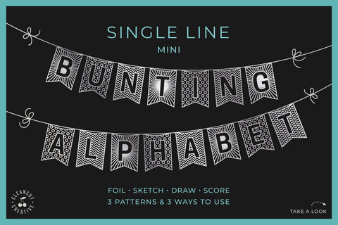 Flag banner svg MINI BUNTING ALPHABET | single line foil sketch draw laser score file Sketch DESIGN CleanCutCreative 