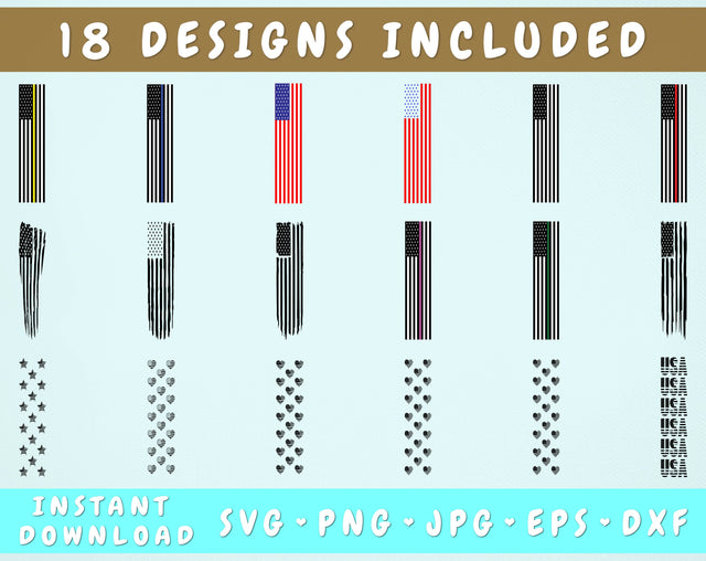 Flag Glitter Pen Wraps - 18 Designs SVG HappyDesignStudio 