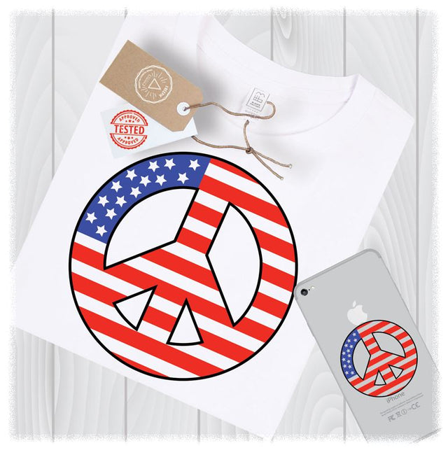 Flag Peace Sign Svg Files for Cricut Designs, 4th of July Svg Cutting File, Flag Svg Files for Silhouette, Patriotic Svg, Fourth of July Svg SVG My Sew Cute Boutique 