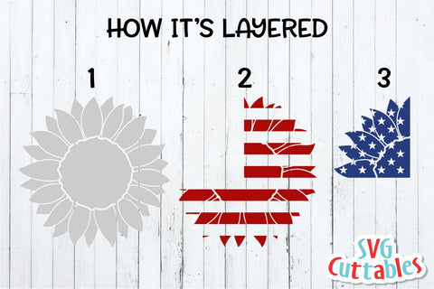 Flag Sunflower svg - Patriotic Cut File - 4th of July - Fourth of July - svg - dxf - eps - png - Silhouette - Cricut - Digital File SVG Svg Cuttables 