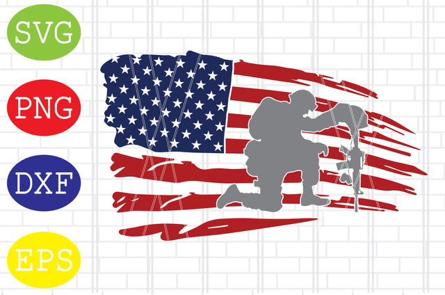 Flag with Soldier (2) Svg, American Flag Svg, Memorial Day Svg, Png, Eps, Dxf Files SVG DigitalSvgFiles 