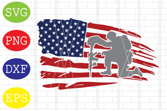 Flag with Soldier Svg, American Flag Svg, Memorial Day Svg, Png, Eps, Dxf Files SVG DigitalSvgFiles 