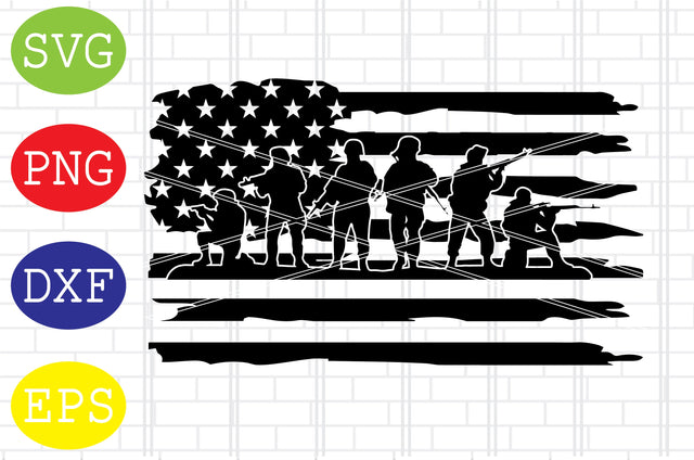 Flag with Soldiers Svg, American Flag Svg, Memorial Day Svg, Png, Eps, Dxf Files SVG DigitalSvgFiles 