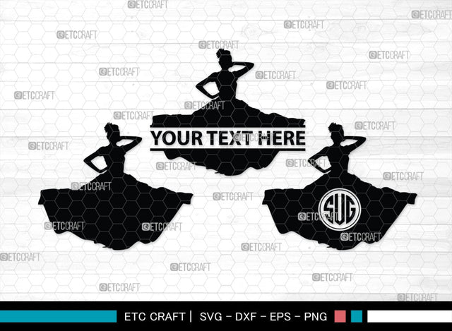 Flamenco Dancer Monogram, Flamenco Dancer Silhouette, Flamenco Dancer SVG, Flamenco Svg, Dancer Svg, Woman Dancer Svg, SB00192 SVG ETC Craft 