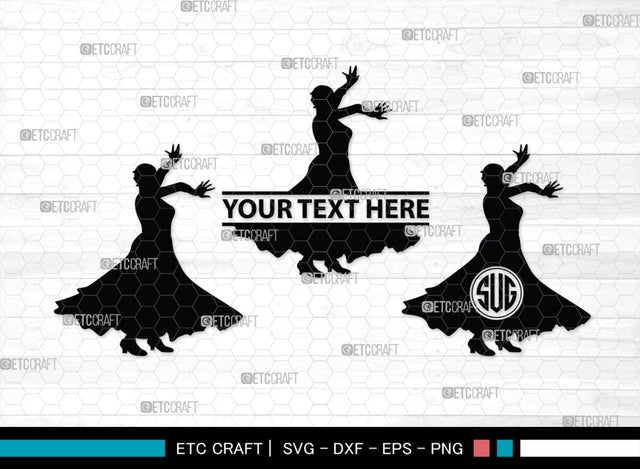 Flamenco Dancer Monogram, Flamenco Dancer Silhouette, Flamenco Dancer SVG, Flamenco Svg, Dancer Svg, Woman Dancer Svg, SB00192 SVG ETC Craft 