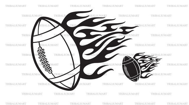 Flaming American football ball SVG TribaliumArtSF 