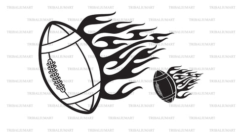 Flaming American football ball SVG TribaliumArtSF 