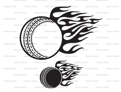 Flaming cricket ball SVG TribaliumArtSF 