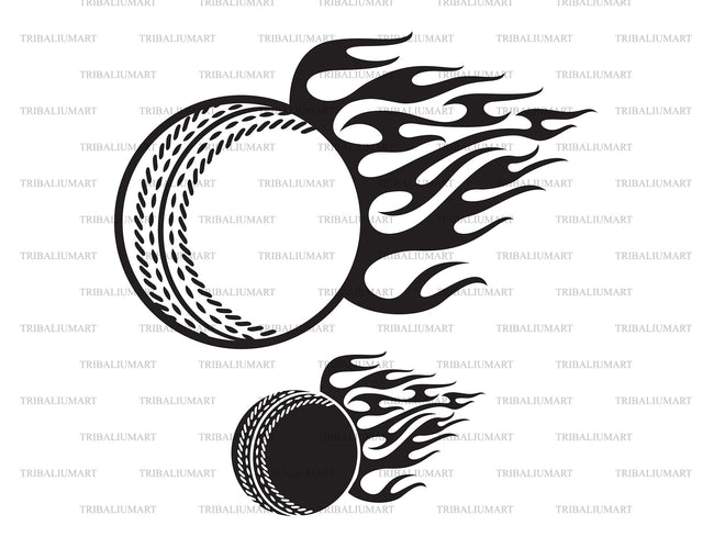 Flaming cricket ball SVG TribaliumArtSF 
