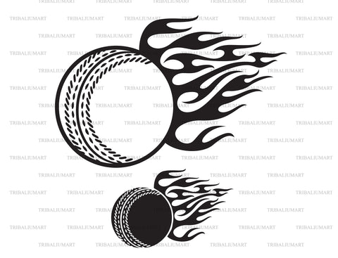 Flaming cricket ball SVG TribaliumArtSF 