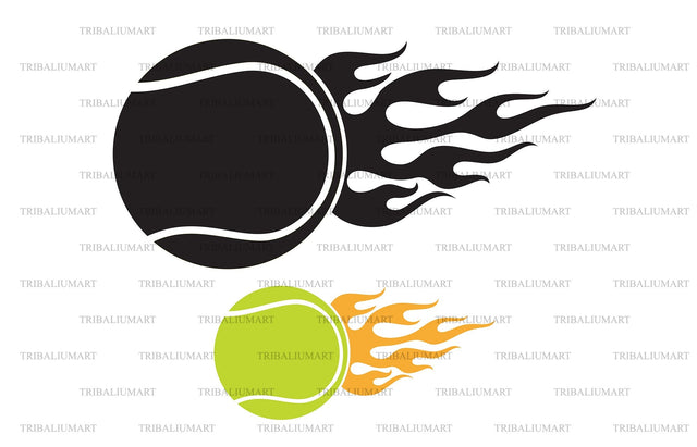 Flaming Tennis Ball SVG TribaliumArtSF 