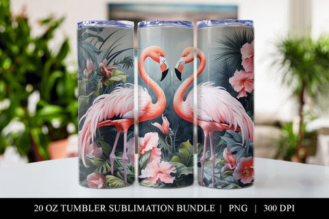 Flamingo 20 oz Skinny Tumbler Sublimation PNG Sublimation BijouBay 