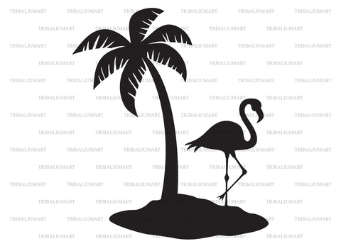 Flamingo and Palm Tree SVG TribaliumArtSF 