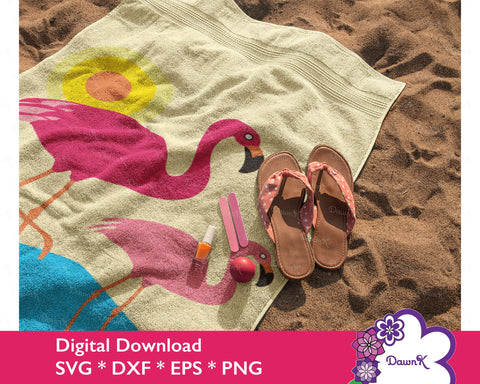 Flamingo and Sun SVG - Bird svg, Flamingo clip art png, Tropical svg SVG DawnKDesigns 