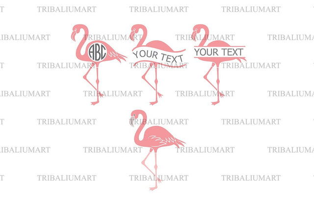 Flamingo bird monogram SVG TribaliumArtSF 