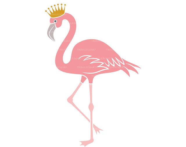Flamingo bird with crown SVG TribaliumArtSF 