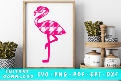 Flamingo Buffalo Plaid SVG SVG HappyDesignStudio 