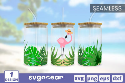 Flamingo Can Glass Wrap Template SVG SvgOcean 