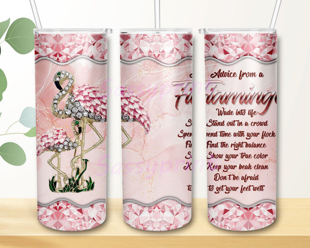 Flamingo Coffee Tumbler Jewelry Style, Pink Flamingo Glitter 20oz Skinny Tumbler Wrap, Tumbler Wrap PNG, 20oz Skinny Flamingo Tumbler Wrap Sublimation sassyprint 