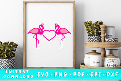 Flamingo Couple SVG SVG HappyDesignStudio 