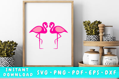 Flamingo Couple SVG SVG HappyDesignStudio 