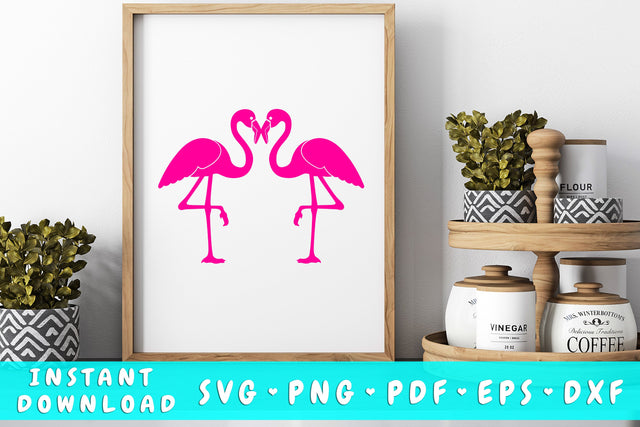 Flamingo Couple SVG SVG HappyDesignStudio 