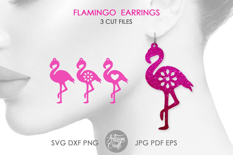 Flamingo earrings SVG, bird earrings SVG Artisan Craft SVG 
