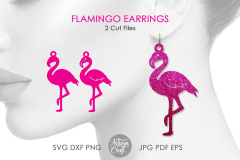 Flamingo earrings SVG, flamingo jewelry SVG Artisan Craft SVG 