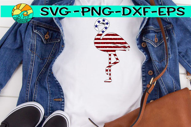 Flamingo - Flag - Glitter- SVG PNG DXF EPS SVG On the Beach Boutique 