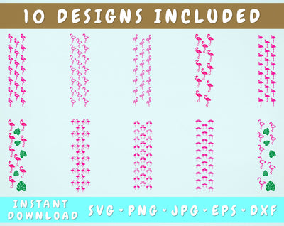Flamingo Glitter Pen Wraps - 10 Designs SVG HappyDesignStudio 