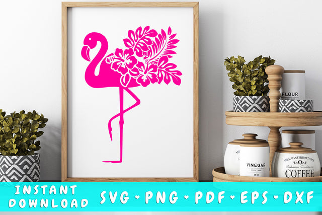 Flamingo Hibiscus Bouquet SVG SVG HappyDesignStudio 