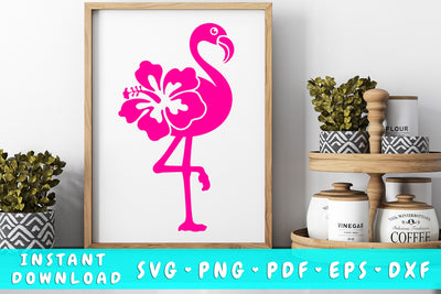 Flamingo Hibiscus SVG SVG HappyDesignStudio 
