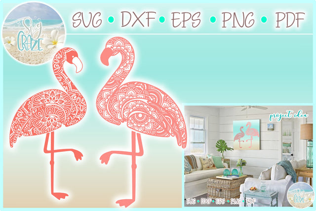 Flamingo Mandala Zentangle Bundle SVG | Flamingo SVG SVG Harbor Grace Designs