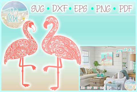 Flamingo Mandala Zentangle Bundle SVG | Flamingo SVG SVG Harbor Grace Designs 